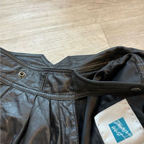 Vintage Genuine Leather Pleated Hi Rise Leather pant size 2 - Picture 4 of 6